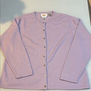 Feminine Lavender cashmere Cardigan with mother of pearl buttons Talbots